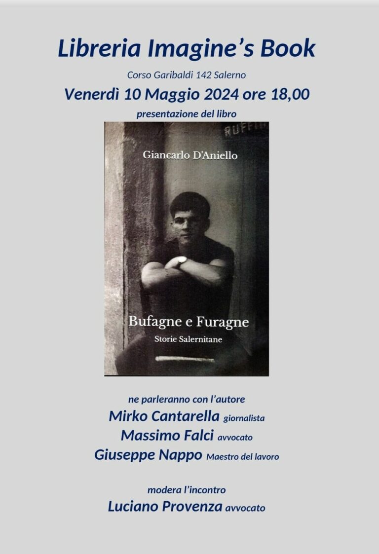 Alla libreria Imagine’s Book, “Bufagne e Furagne – Storie salernitane” di Giancarlo D’Aniello